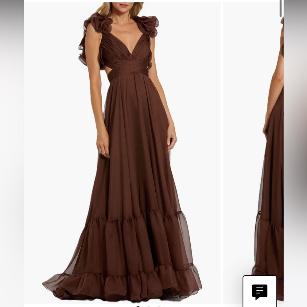 Sleeveless Ruffle Tiered Cut-Out Chiffon Gown